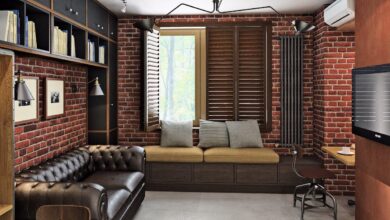 Photo of Лофт в дизайне гостиной с кирпичной стеной