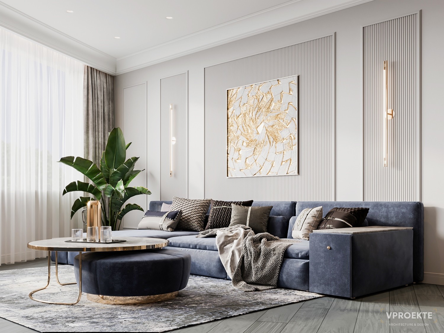 Фото 32 — Яркий дизайн гостиной с яркими красками и аксессуарами