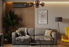 Photo of Теплая атмосфера в гостиной с деревянными элементами