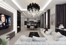 Photo of Строгий и элегантный дизайн гостиной в черно-белой гамме
