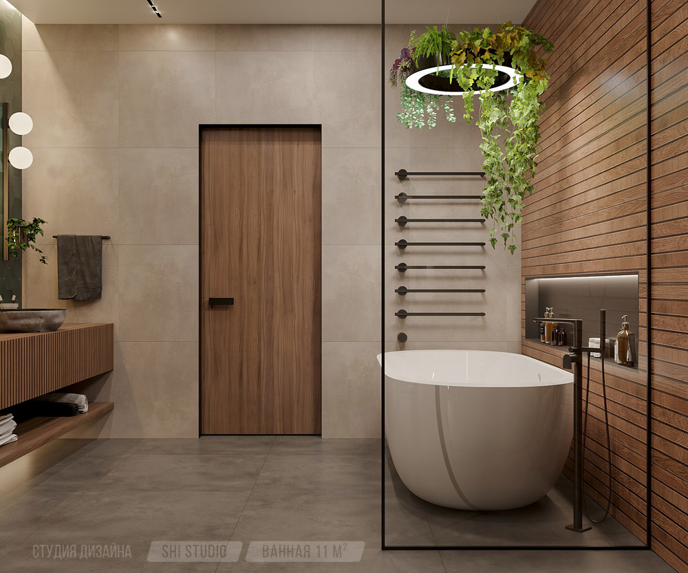 Фото 15 — Спокойный дизайн ванной комнаты с натуральными материалами